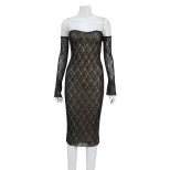 Summer Lace Strapless Bodycon Dress Elegant Fit Sexy Design with Sleeves Perfect for Parties and