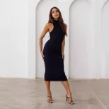 Elegant Bodycon Dress Solid Color Slim Fit Mid Length Spring Summer Fashion for Women Wholesale