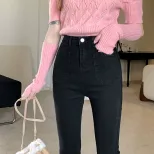 欧洲站高腰牛仔裤女2022秋冬新款韩版时尚微喇叭复古显瘦阔腿裤潮