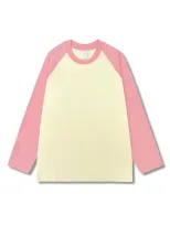 Womens Color Block Long Sleeve T Shirt Casual Loose Fit Round Neck Cotton Fabric Spring and Autu