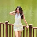 Dopamine V Neck Halter Top and Bodycon Skirt Set Winter Collection Stylish Casual Wear for Women