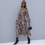 Leopard Print Midi Dress Long Sleeve Autumn Winter Style Trendy Design Wholesale Available custo