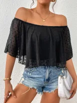 Off Shoulder Black Shirt Womens Fashion Elegant Design Versatile Style Perfect for Parties or Ca
