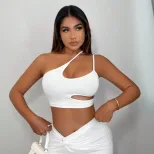 Womens Sexy Asymmetrical One Shoulder Crop Top Spring Summer Collection Trendy Design Comfortabl