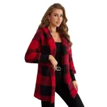 Loose Fit Plaid Cardigan Cozy Knit Fashionable Design Perfect for Fall Wholesale Available fast