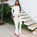 Elegant Womens Dress Solid Color Off Shoulder Long Sleeve Mesh Panel Fashionable for Parties or