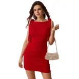 Red Sleeveless A Line Dress for Women Sweet Elegant Slim Fit Perfect for Summer Parties and Gath