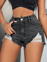 Womens Distressed Denim Shorts Sexy Trendy Low Rise Casual Summer Wear Wholesale Available