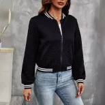 Fall Printed Zip Detail Cardigan Jacket Long Sleeve Lightweight Stylish Design Perfect for Casua