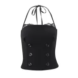 Summer Womens Fashion Set Trendy Halter Neck Top Slim Fit Midi Skirt Chic Style for Casual Outin