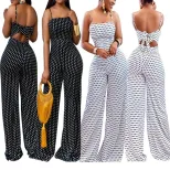 Polka Dot Print Strapless Jumpsuit Womens Fashion Trendy Design Comfortable Fit Perfect for Summ