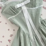 Lace Trim Bow Tie Mini Dress Womens Sleeveless Elegant Design Perfect for Parties Ready to Ship