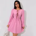 Sweet Pink Midi Dress for Women Youthful Design Spring Summer Style Comfortable Fabric Wholesale