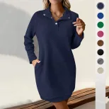 Long Sleeve Solid Color Sweatshirt Dress for Women Casual Fall Fashion Available in Multiple Colors and Sizes Wholesale