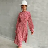 Long Sleeve Floral Print Bodycon Dress for Women High Neck Slim Fit Elegant Style Perfect for Pa