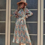 Long Sleeve Floral Maxi Dress Elegant Design Autumn Winter Style Perfect for Parties or Casual W