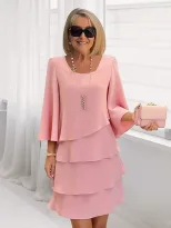 Fashionable Womens Cake Dress Loose Fit Round Neck Spring Summer Style Perfect for Casual Occasi