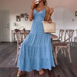 Elegant Womens Summer Maxi Dress Solid Color Sleeveless Flowy Design Perfect for Casual or Forma