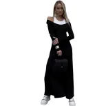 Long Sleeve Color Block Layered Vest Dress Sexy Modal Fabric Elegant Design Perfect for Parties