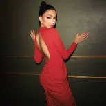 Fashionable Womens Long Sleeve Bodycon Dress Pleated Design Sexy Open Back Slim Fit Perfect for