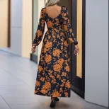 Elegant Vintage Floral Print V Neck Split Maxi Dress New Arrival Perfect for Vacation and Specia