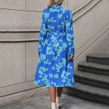 Long Sleeve Printed Dress European and American Style Fall Collection Wholesale Available custom