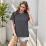 Casual White Short Sleeve T Shirt Loose Fit Round Neck Summer Style Perfect for Everyday Wear Wh