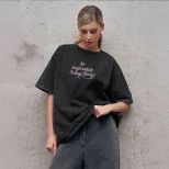 Vintage Letter Print Short Sleeve T Shirt for Women Summer Casual Style Loose Fit 100 Cotton Was