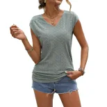 Womens Casual Solid Color Short Sleeve T Shirt Trendy Design Fashionable Style Comfortable Fabri