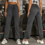 High Waisted Gray Casual Trousers Stylish Straight Leg Design Summer Wear for Everyday Use Wholesale Available