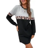 Casual Long Sleeve Hoodie Dress Loose Fit Color Block Design Autumn Winter Style Wholesale Avail