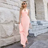 French Style Evening Gown Halter Neck Sequin Detail Bodycon Fit Floor Length Perfect for Formal