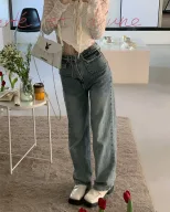 速卖通牛仔裤女2023春秋新款韩版学生时尚高腰显瘦百搭直通长裤潮