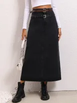 A Line Denim Skirt Comfortable Slim Fit Versatile Casual Wear for Women Wholesale Available
