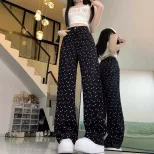 High Waisted Wide Leg Black Jeans Vintage Polka Dot Loose Fit Flattering Straight Leg Spring Sum
