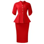 Elegant Plus Size African Dress Slim Fit Ruffled Hem V Neck Short Sleeve Casual or Formal Occasi