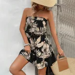Off Shoulder Floral Print Dress Sexy Waist Tie Comfortable Fabric Perfect for Summer Vacations W