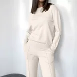 Womens Knitted Sweater Set Loose Fit Round Neck Tapered Pants Autumn Winter Casual Wear Wholesal