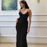 Spring Summer Womens Dress Deep V Neck Backless Slim Fit Sexy Style Perfect for Parties and Casu