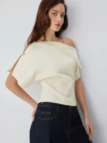Off Shoulder T Shirt Slim Fit Short Sleeve Soft Fabric Unique Design Casual Wear for Women Whole
