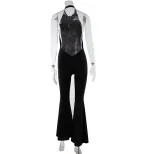 Elegant Solid Color Backless Halter Maxi Dress Slim Fit Chic Design Perfect for Red Carpet Event