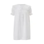 Womens Summer Dress Elegant Slim Fit Loose Puff Sleeve Ruffle Hem White custom packaging