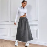 Casual Midi Skirt Elastic Waist Versatile Design Autumn Winter Style Wholesale Availability bulk