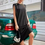 Loose Fit Casual Solid Color Dress Comfortable Fabric Versatile Style Perfect for Everyday Wear