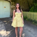 Summer Womens Dress Fashionable Sexy Square Neck Backless Waist Defined Casual or Evening Wear W