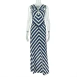 Zebra Print Maxi Dress V Neck Hollow Out Waist Cinching Elegant Casual Wear for Summer Wholesale