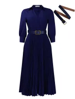 Plus Size Solid Color Dress Fashionable Elegant Design Autumn Wear for Women Wholesale Available