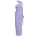 One Shoulder Backless Bodycon Dress Elegant High Waist Flowing Ribbons Chic Style Perfect for Pa