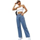 High Waisted Wide Leg Jeans Loose Fit Slimming Design Casual Style Perfect for Everyday Wear Who