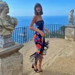 Summer Womens Strapless Dress Floral Print Fringe Hem Mid Length Beach Vacation Style Wholesale